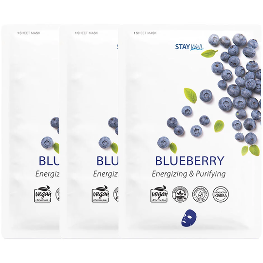 Vegan Sheet Mask Blueberry, Stay Well Hudpleie