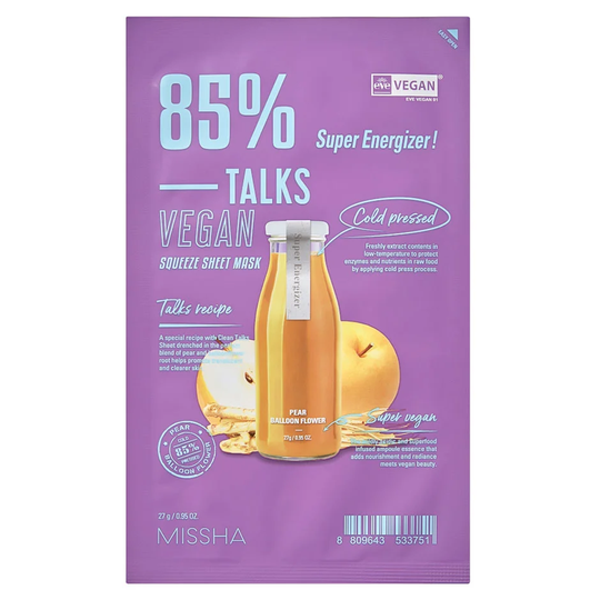 Talks Vegan Squeeze Sheet Mask [Super Energizer], 27 g MISSHA Ansiktsmaske